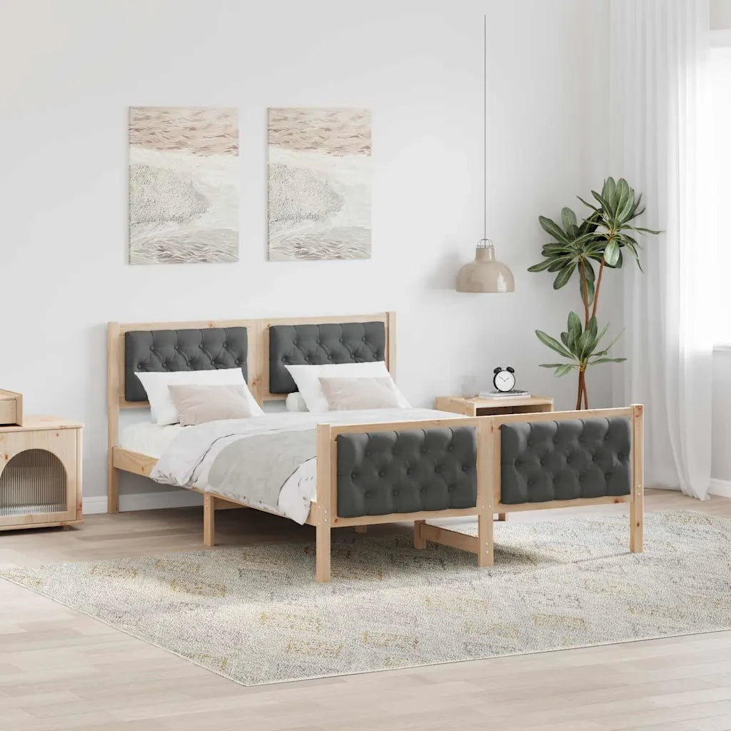 Letto matrimoniale | Letto per adulti | Struttura del letto Grigio scuro 140 x 190 cm Pino massello