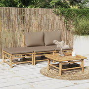Set Salotto da Giardino 4pz con Cuscini Tortora Bambù 3155139