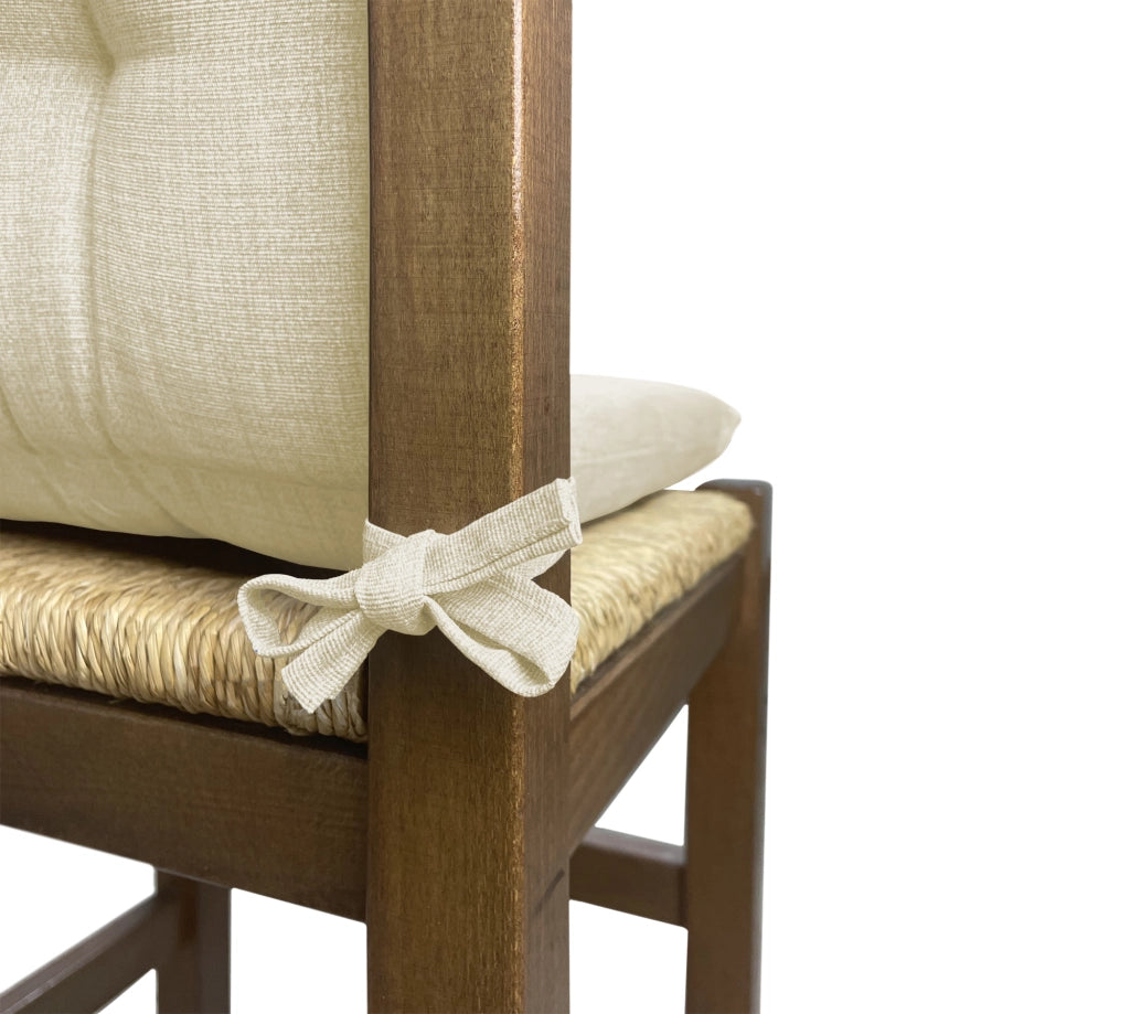 Set Cuscini Sedia Con Schienale Imbottiti Con Laccetti Banda Elastica 40 x 80 Cm Panna - 6 Pezzi