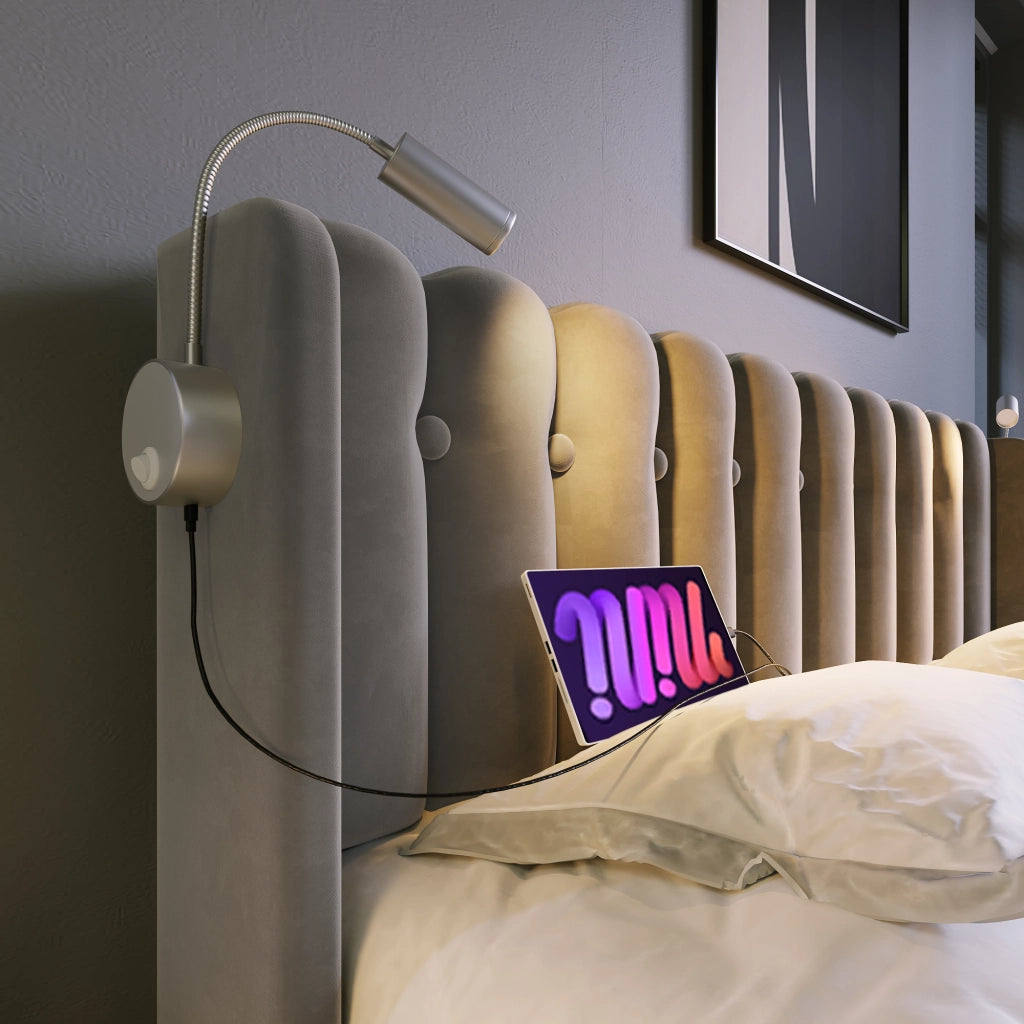 Letto singolo in velluto grigio 90x200 cm