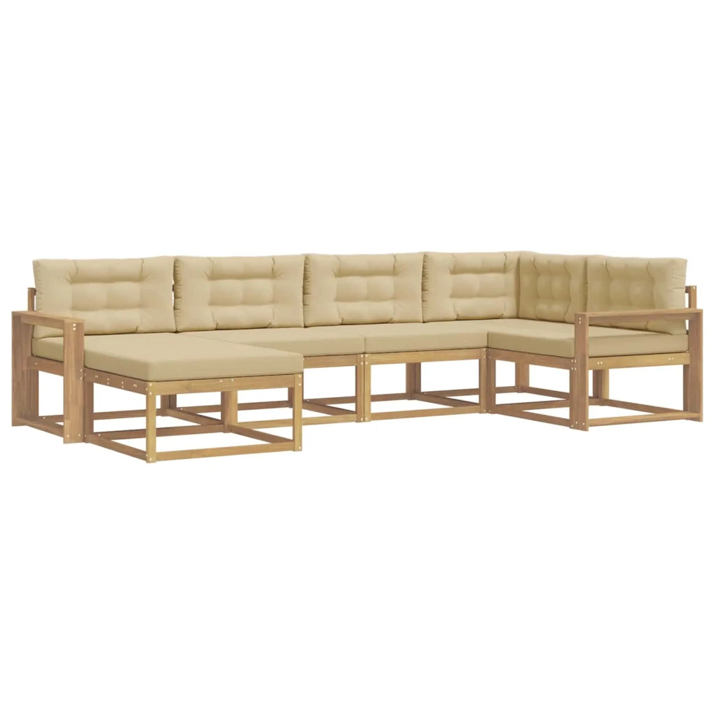 Set di divani da esterno 5 pz Bianco e Beige Poliestere 3386697