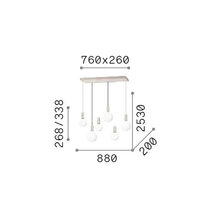 Lampadario ODEON 39W Luce Calda 3000K Bianco Altezza Regolabile Ideal Lux