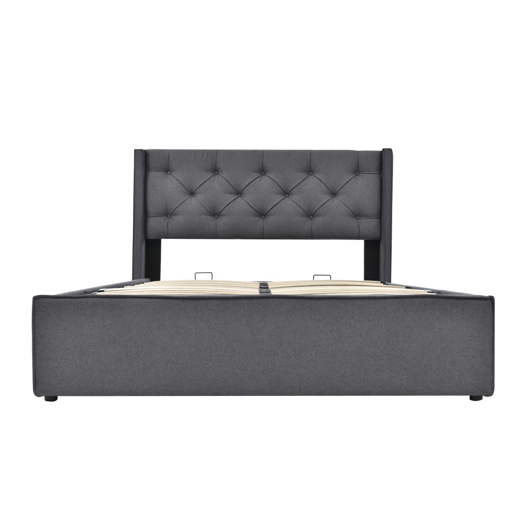 Letto imbottito 140x200 cm con contenitore e testiera trapuntata