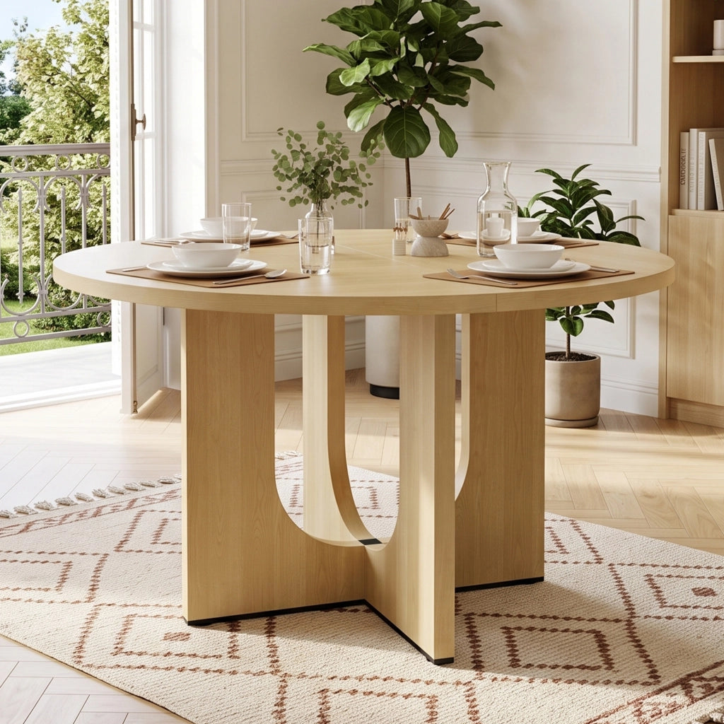 Tavolo da pranzo rotondo, 120 x 120 x 75 cm, per 4-6 persone, color rovere