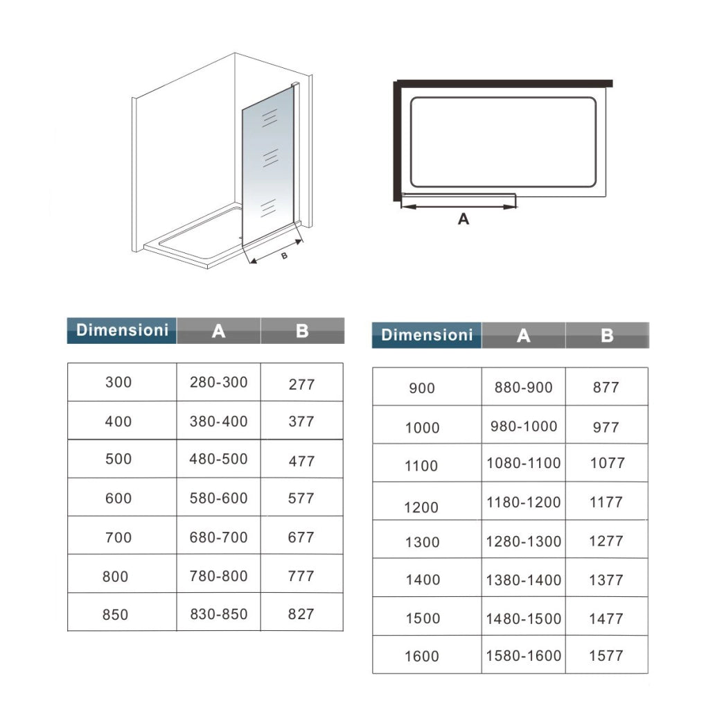 Box Doccia Walk In 80x200 cm Parete Fissa Vetro 10 mm Trasparente Anticalcare Oro Spazzolato Barra Stabilizzatrice 70-120 cm