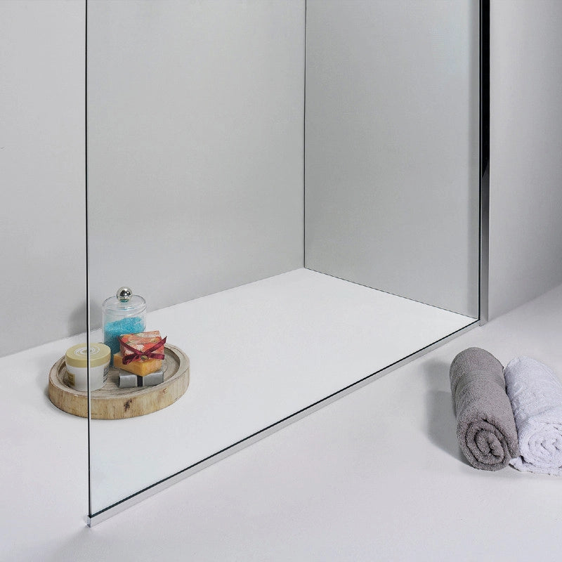 Box Doccia Walk In  130 Cm in Cristallo Trasparente con Anticalcare