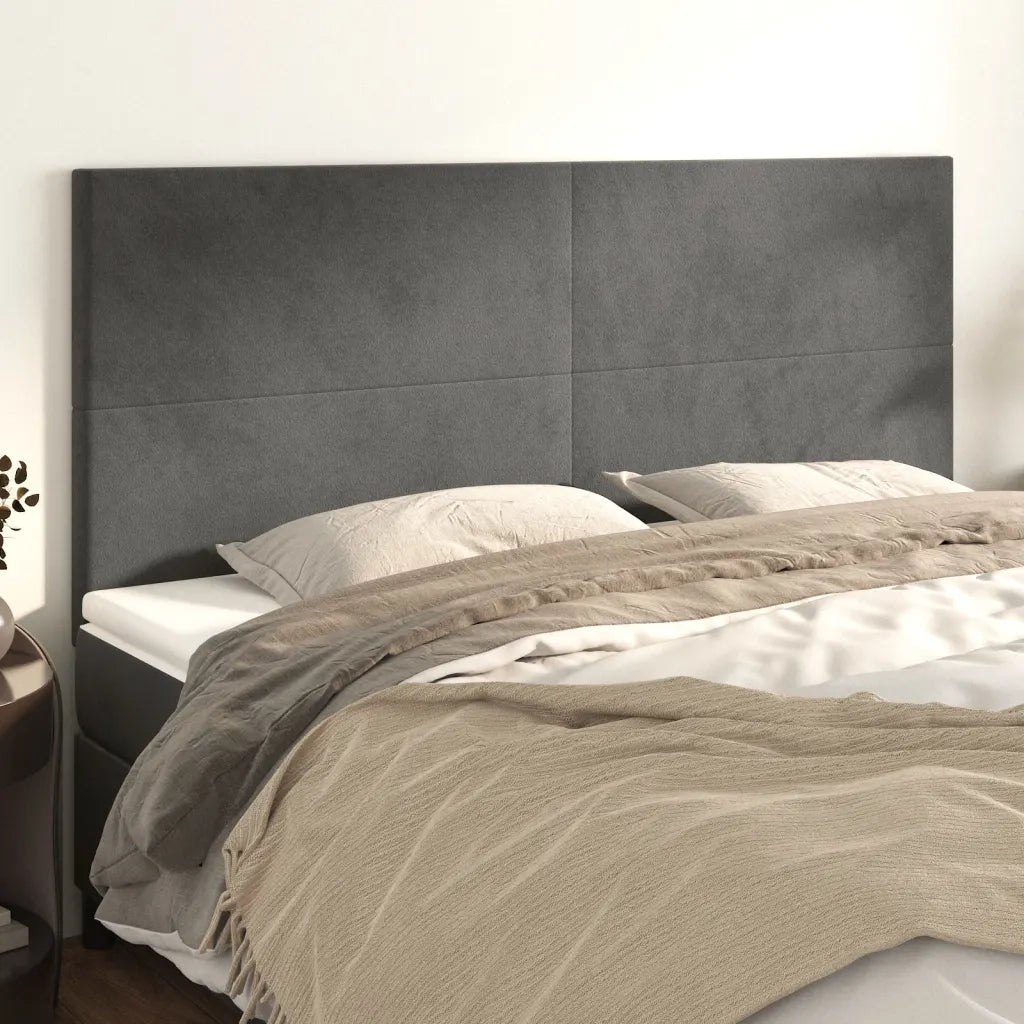 Testiera | Testata Grigio Scuro 200x5x118/128 cm Velluto
