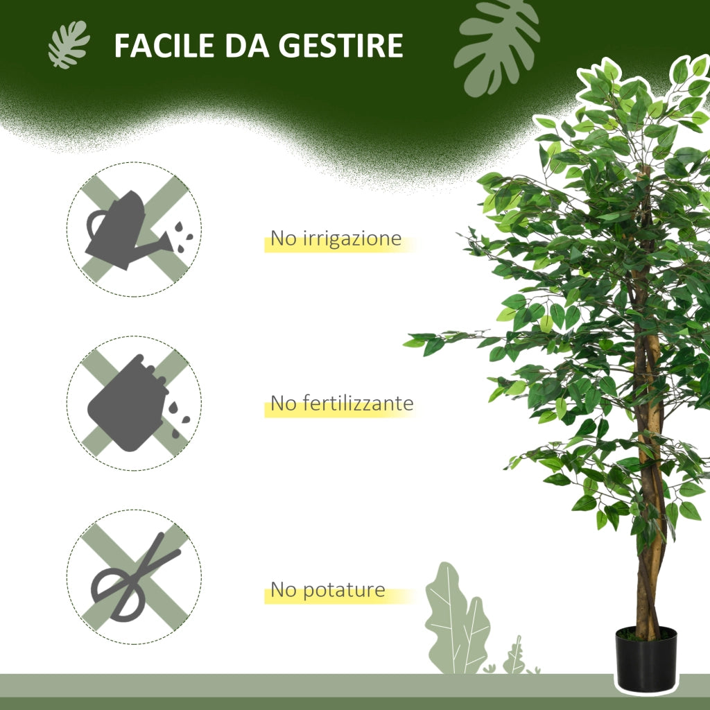 Ficus Artificiale 150cm ¨C Xylo ¨C Pianta Decorativa con Vaso