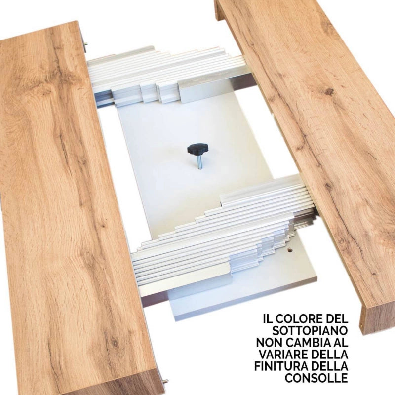 Consolle allungabile 90x40/196 cm Diamante Small telaio Orso - Bianco Frassino
