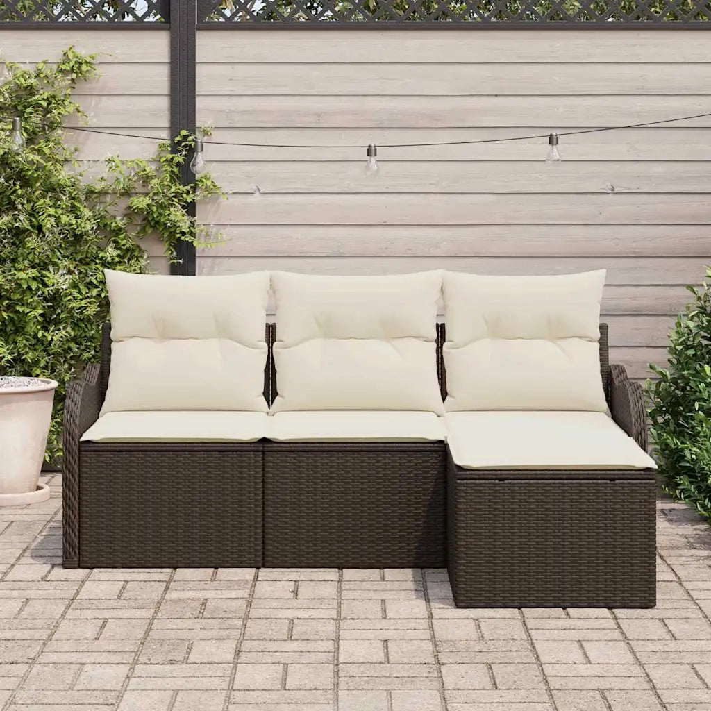 Set Divano da Giardino 4 pcs Marrone polyrattan
