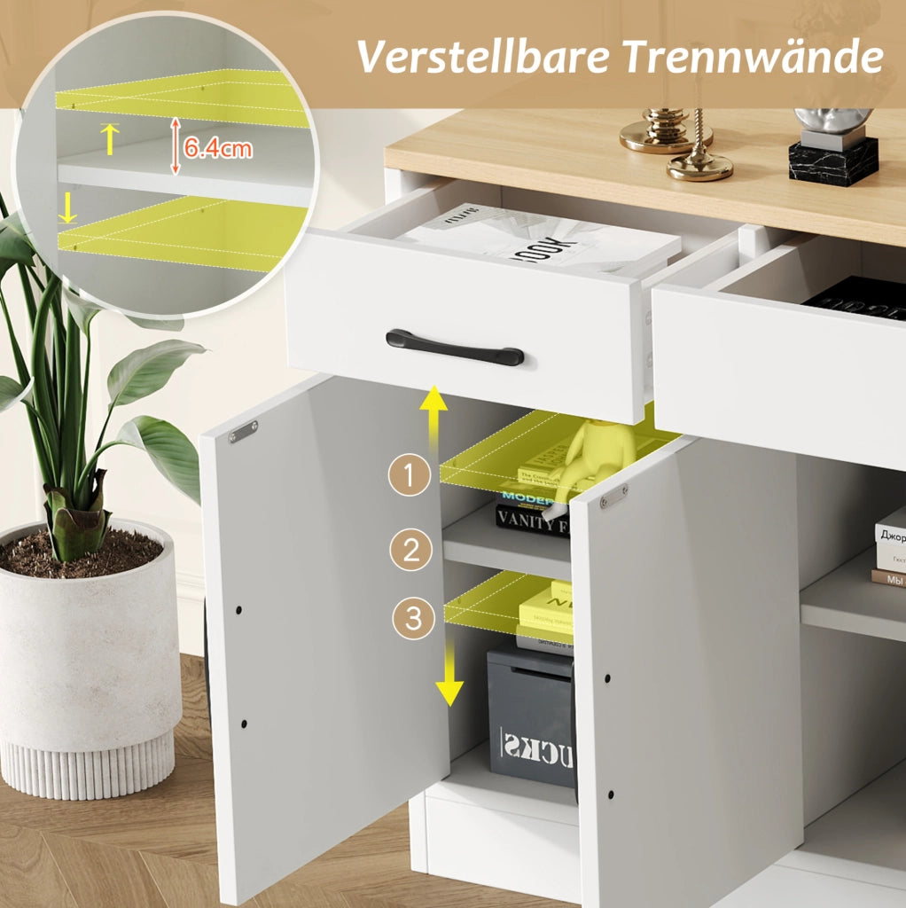 Madia bianca in MDF con 3 cassetti e 4 ante