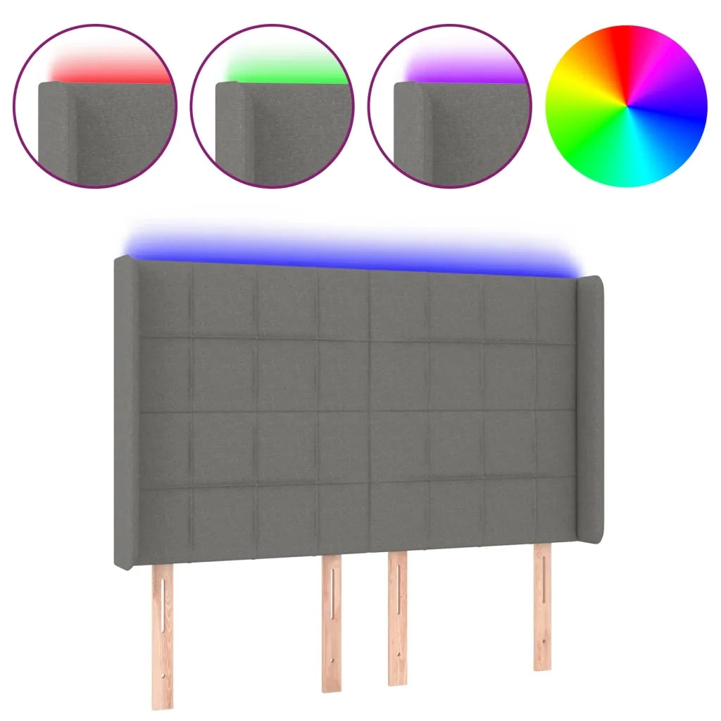Testiera a LED GrigioScuro 147x16x118/128cm inTessuto 3124047