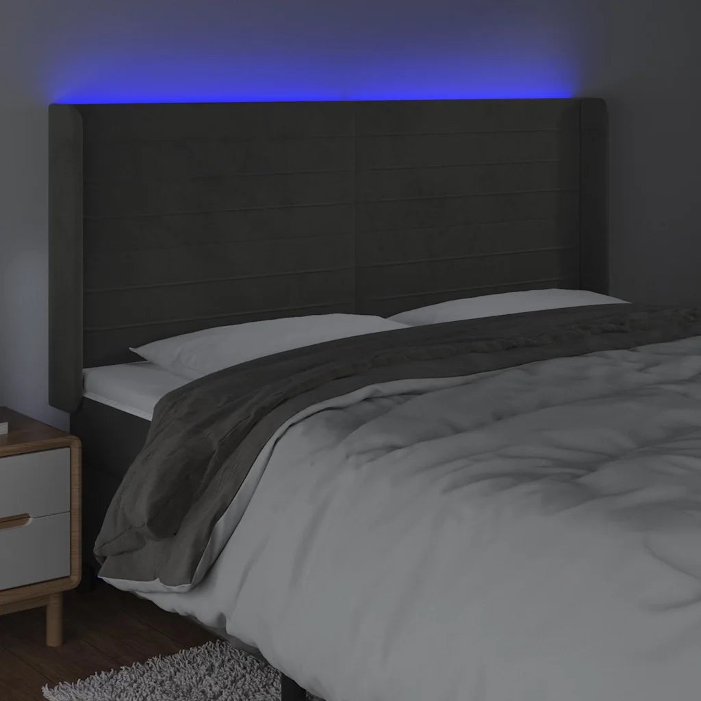Testiera a LED Grigio Scuro 183x16x118/128cm inTessuto 3124249