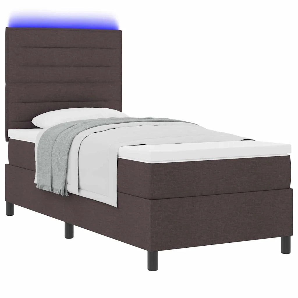 Letto a molle con materasso Marrone scuro 90 x 190 cm Tessuto
