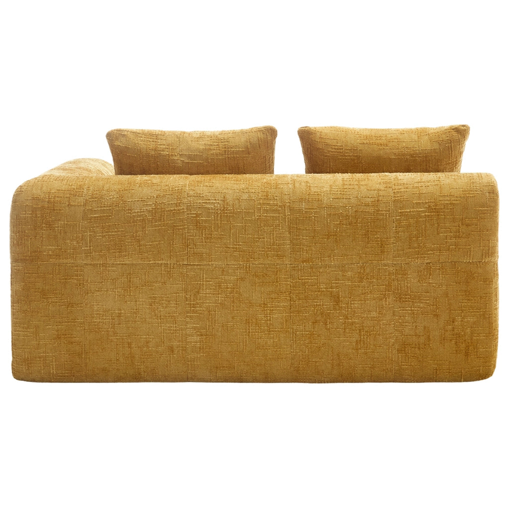 Divano con chaise longue giallo in chenille; 158x90x60 cm