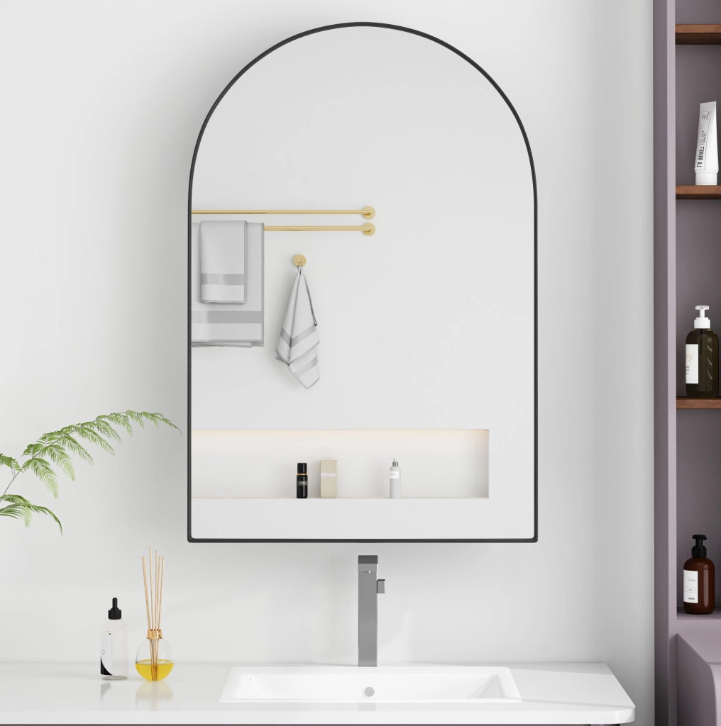 MOBILE SPECCHIERA AD ARCO 101x72x18,5 cm METALLO NERO