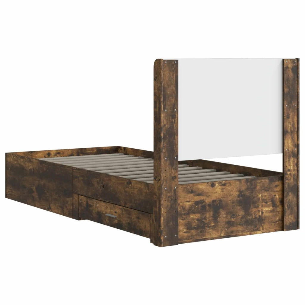 Struttura del letto con stoccaggio e testata Rovere Fumo 3414145