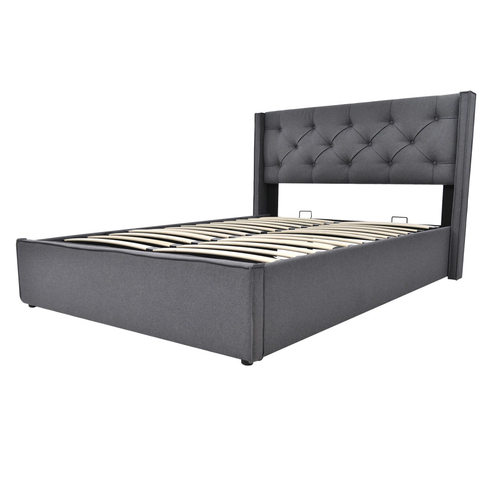 Letto imbottito 140x200 cm con contenitore e testiera trapuntata