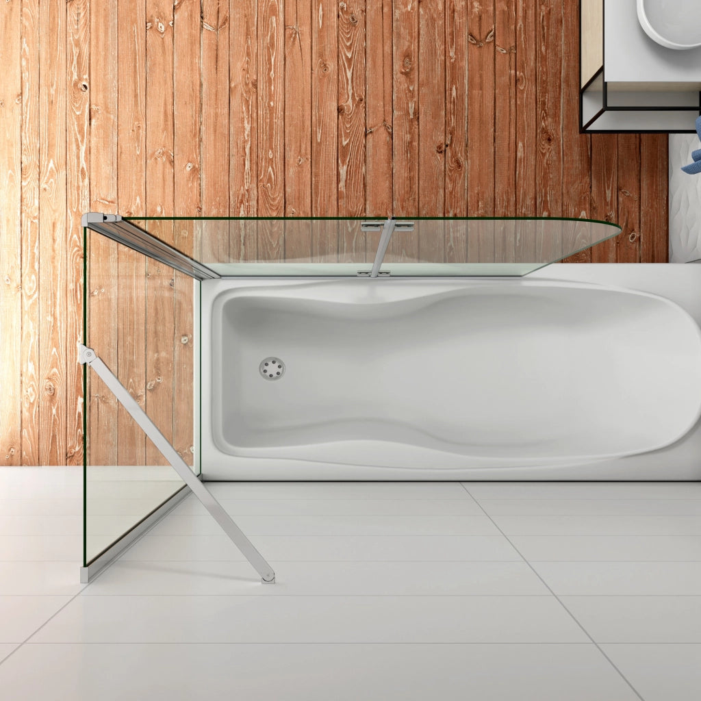 90x140cm Parete Doccia Sopravasca Angolare 2 Ante Pieghevoli con Parete Laterale 60 cm Vetro Temperato 6 mm Trasparente Anticalcare Cromato Lucido