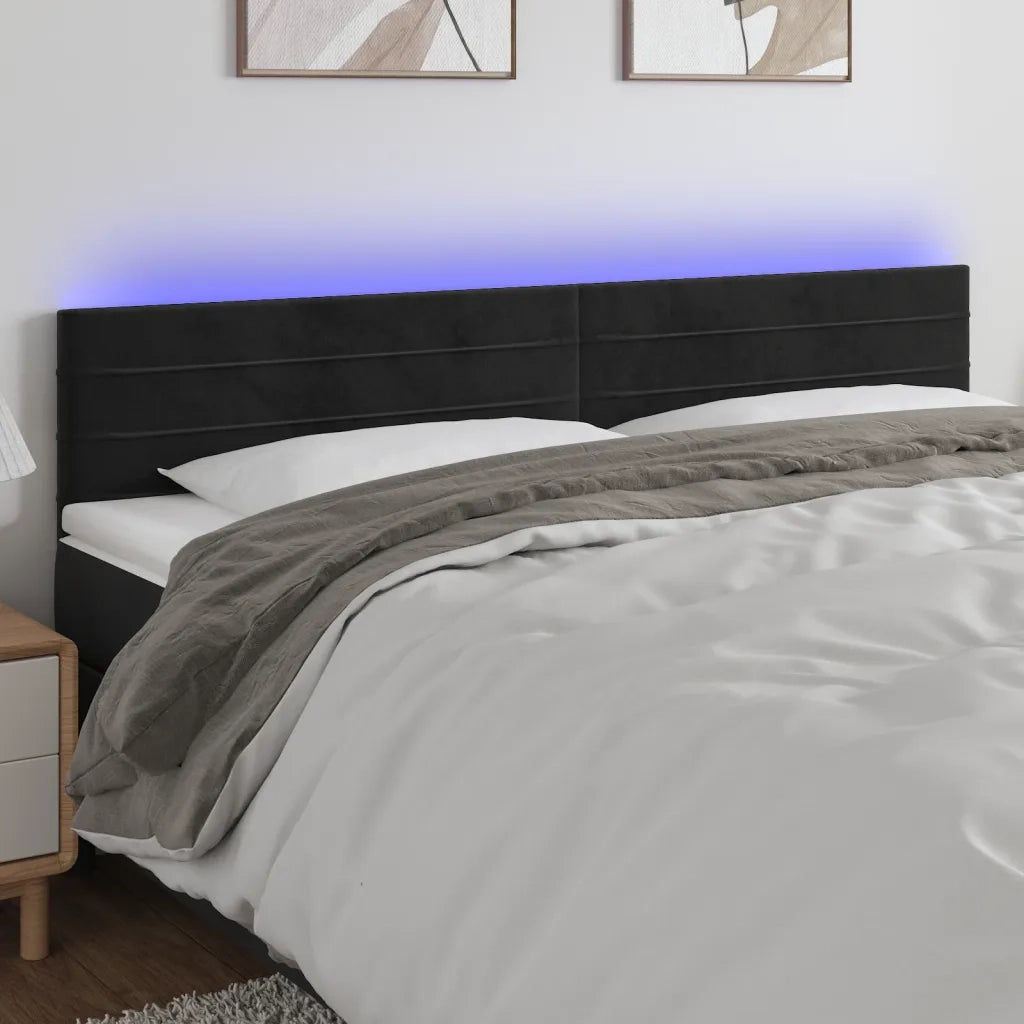 Testiera | Testata a LED Nera 180x5x78/88 cm in Velluto