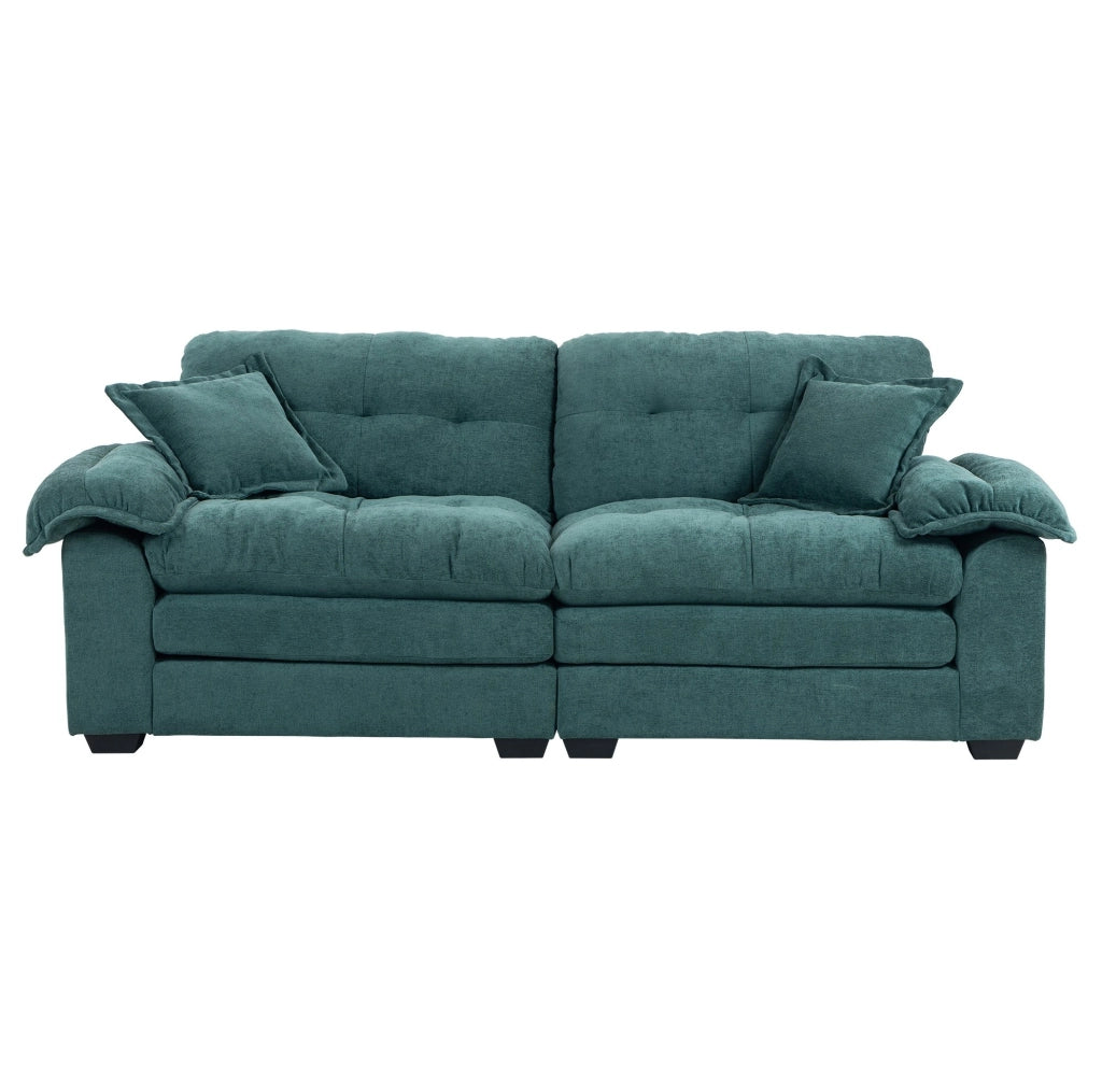 Divano due posti in Chenille 214x89x93 cm con cuscini doppi in memory foam e molle insacchettate