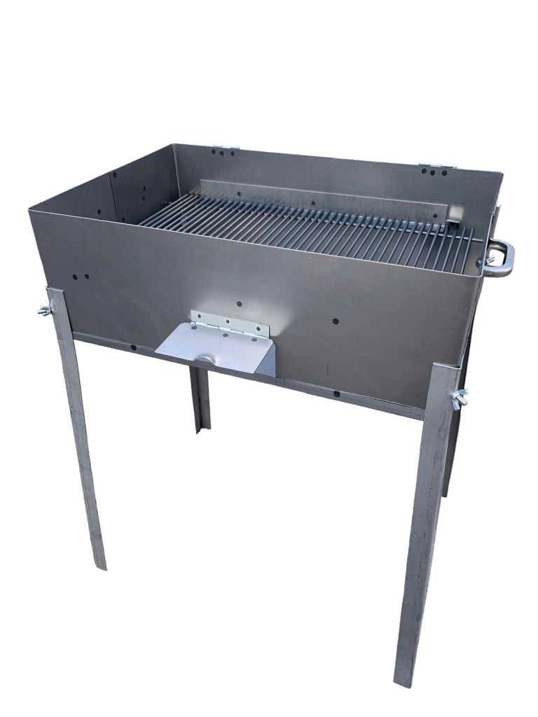Barbecue da esterno con coperchio richiudibile in ferro, piedi estraibili, per carbone o legna, ideale per campeggio, picnic, grigliate 40x30 cm