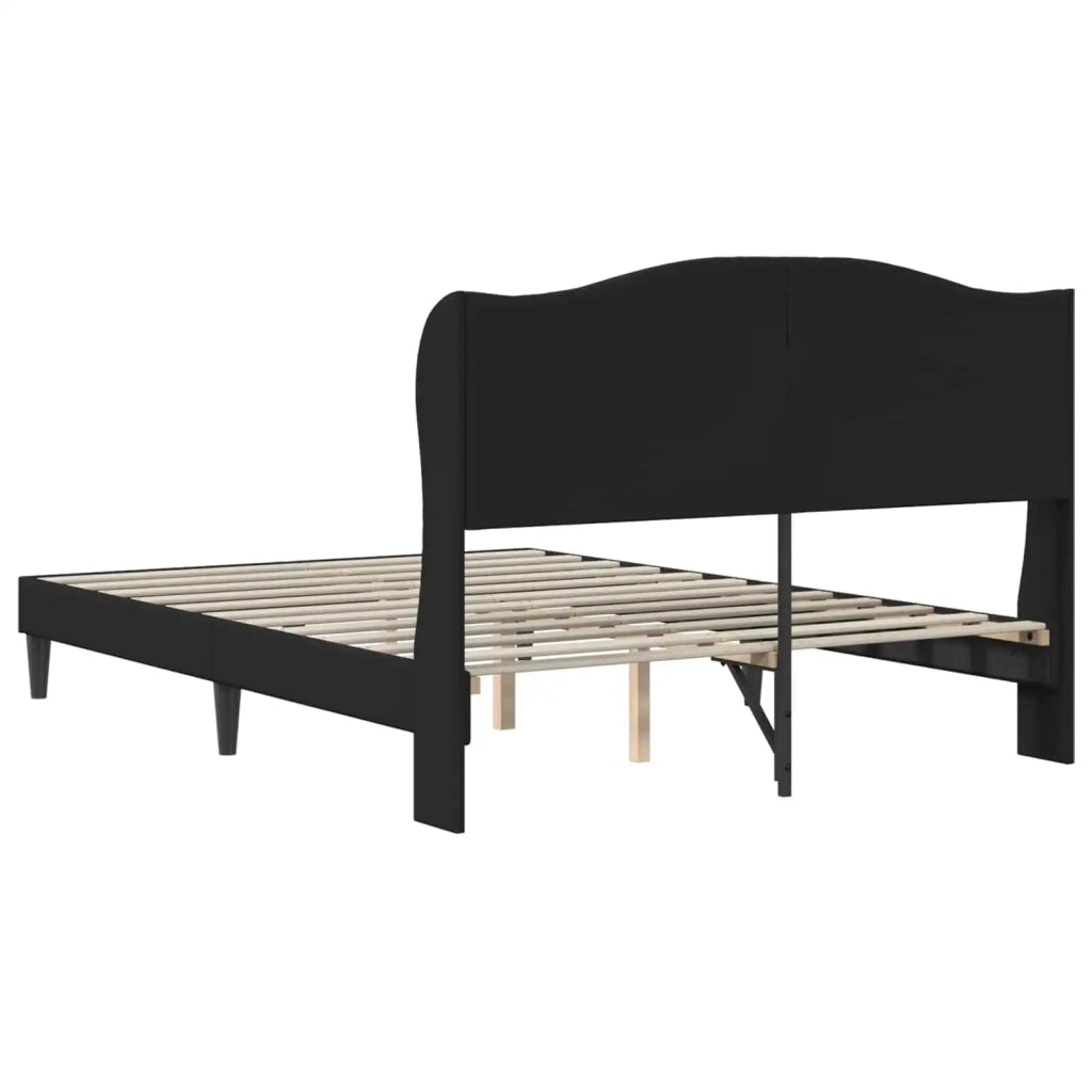 Letto matrimoniale | Letto per adulti | Struttura del letto con testiera Nero 120 x 200 cm Similpelle