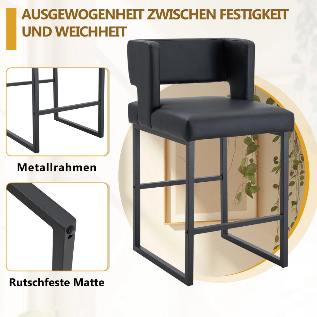 SGABELLO da bar design nordico 91,4 cm nero metallo e PU