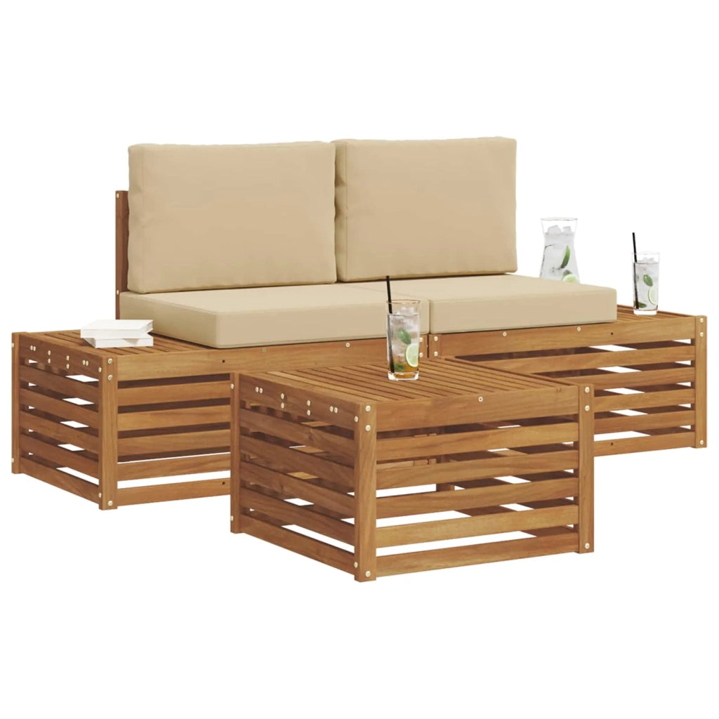Set di divani da esterno Naturale e Beige 59 x 59 x 37 cm 3375438