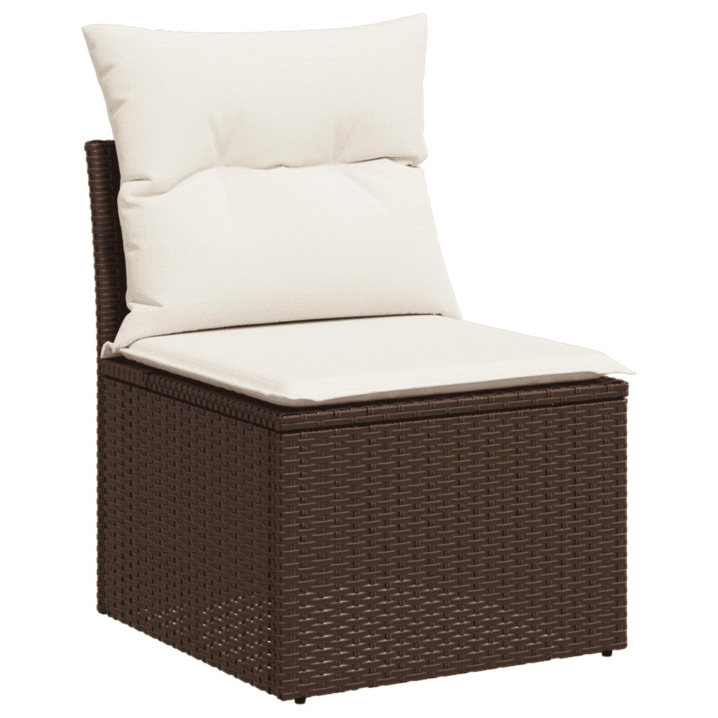 Set Divani da Giardino 9pz con Cuscini Marrone in Polyrattan 3249992