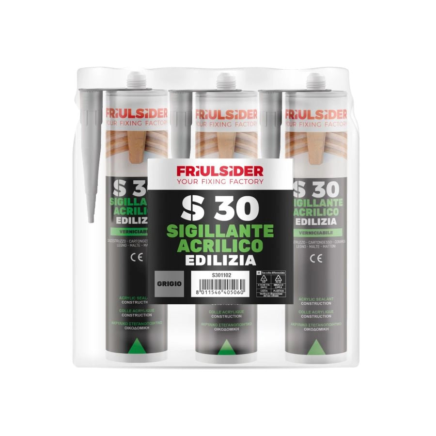 KIT 3 CARTUCCE S3011 SIGILLANTE ACRILICO GRIGIO