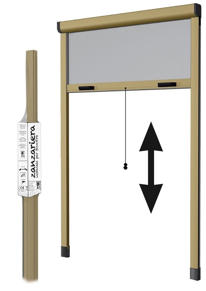 ZANZARIERA VERTICALE RIDUCIBILE 140X170 A RULLO CON FRIZIONE BRONZATA MADE IN ITALY