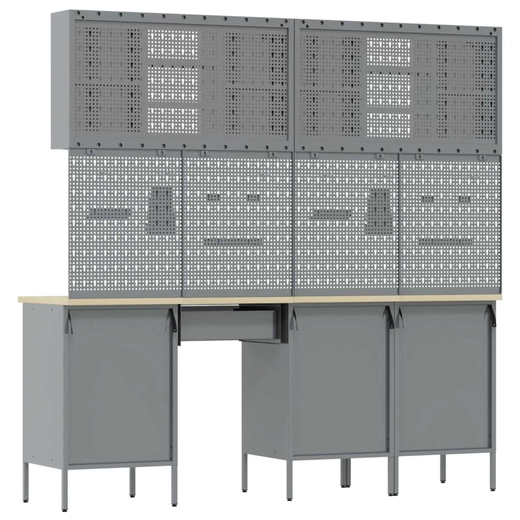 Mobile da lavoro 10 pcs Nero Legno ingegnerizzato e acciaio 3321472