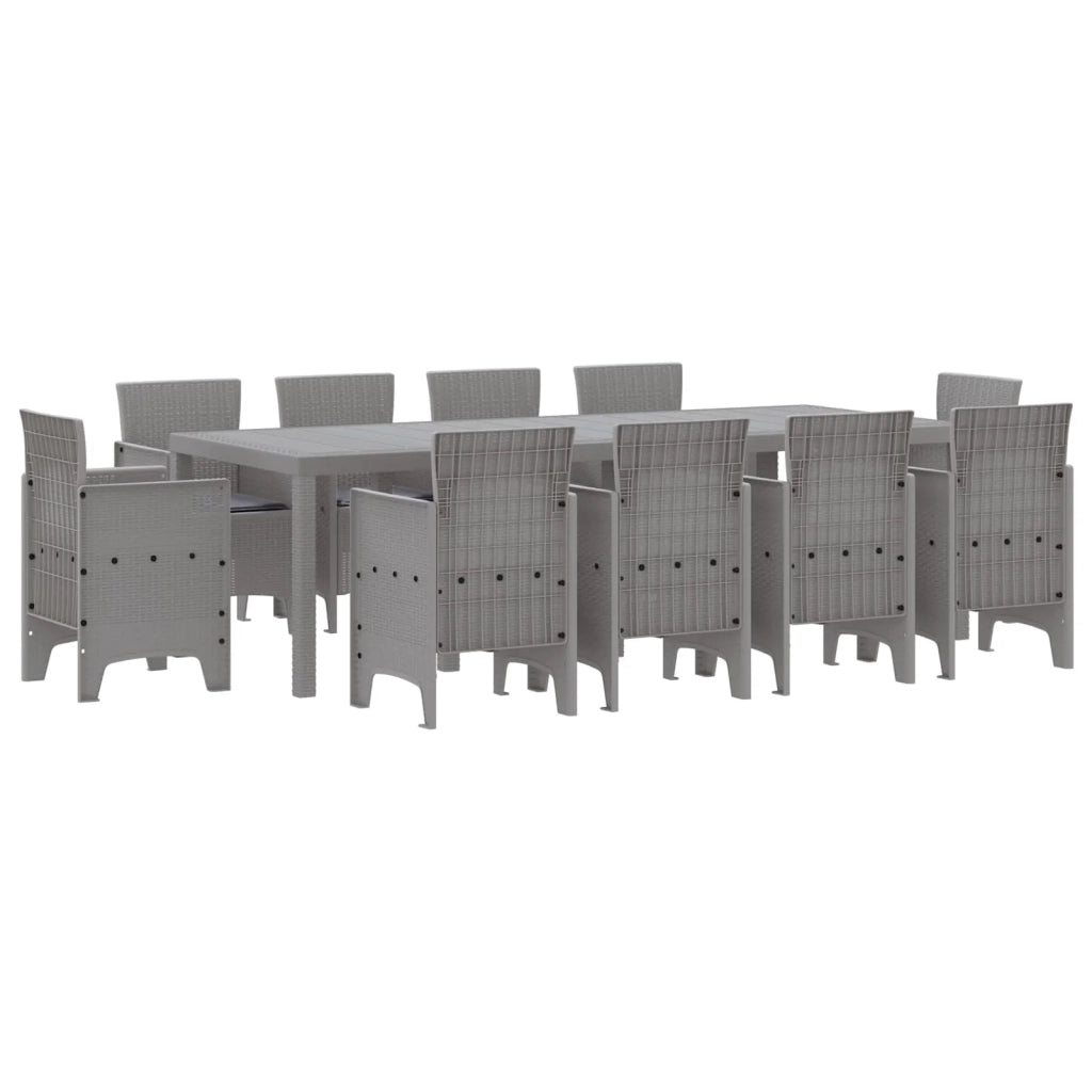 Set da Pranzo per Giardino 11 pcs Grigio chiaro Polipropilene