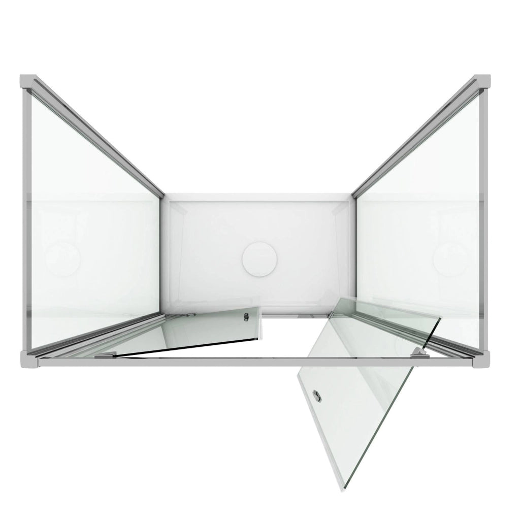 Box Doccia 3 Lati 75x130x75 cm 2 Ante Battenti in Cristallo Opaco 6mm H185 Fosterberg Koge Trio