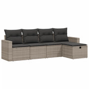 Set Divano da Giardino 5 pz | Set Salotto da Giardino con Cuscini Grigio in Polyrattan