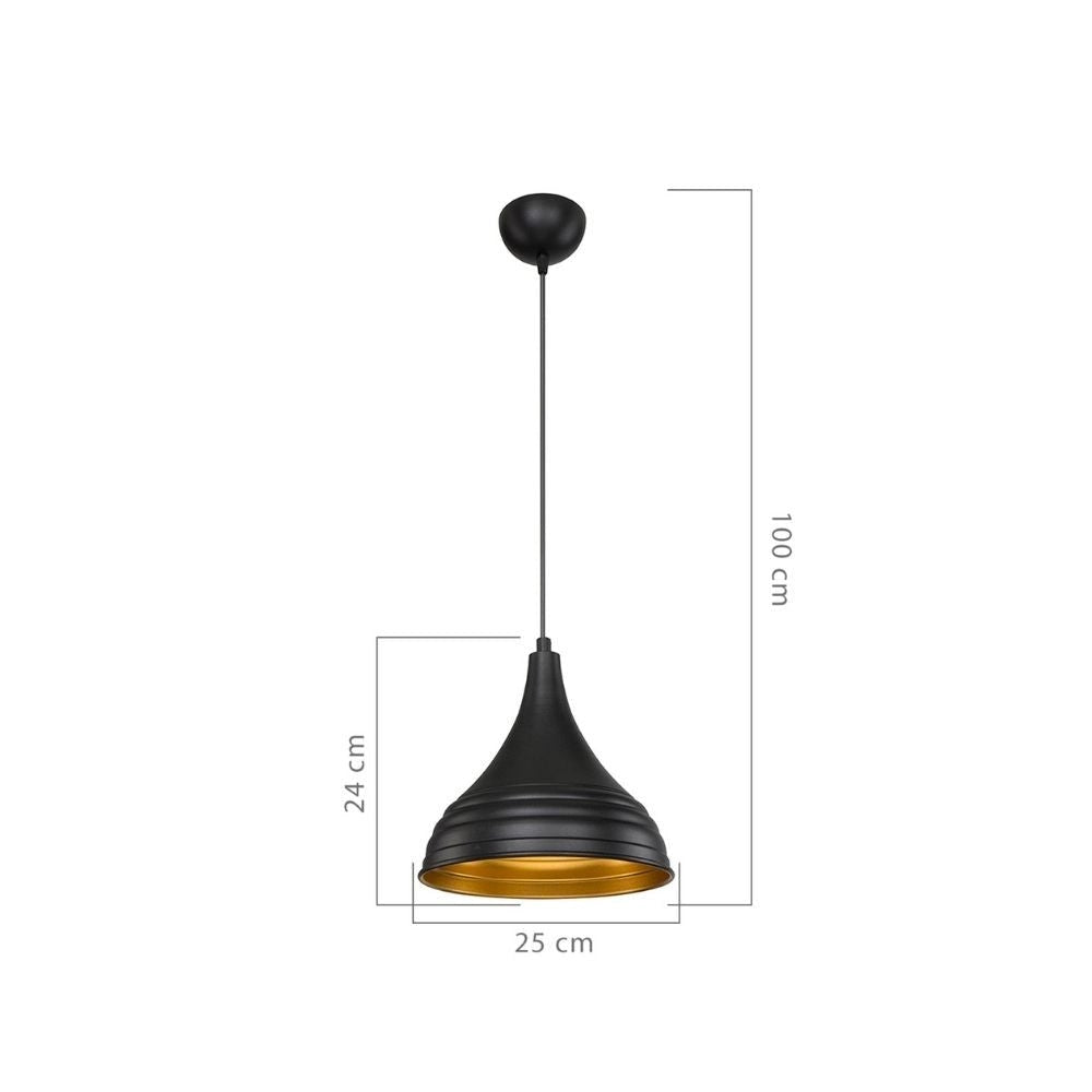Lampada a sospensione Leda  in metallo nero