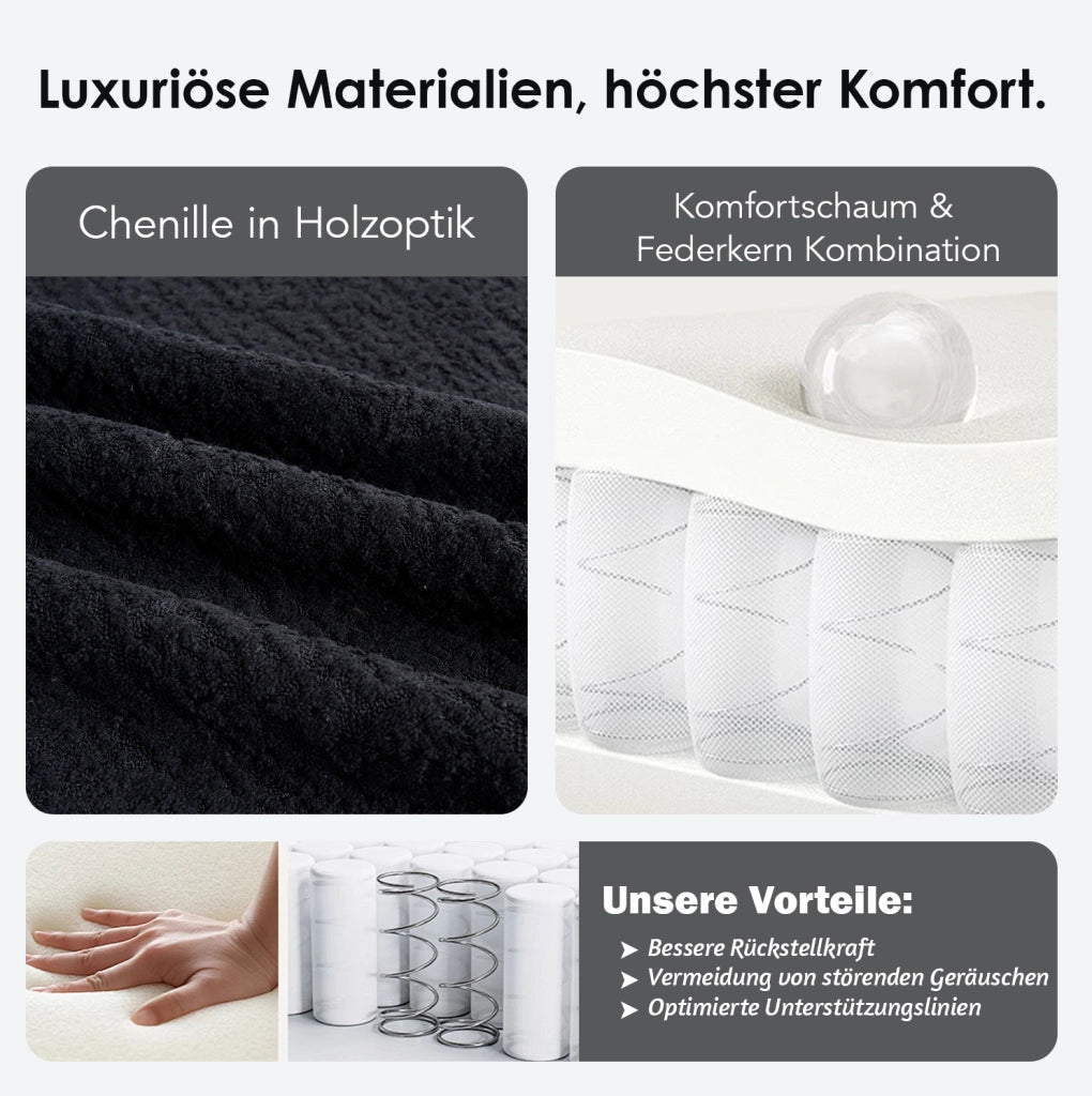 DIVANO 2 Posti in Chenille Nero