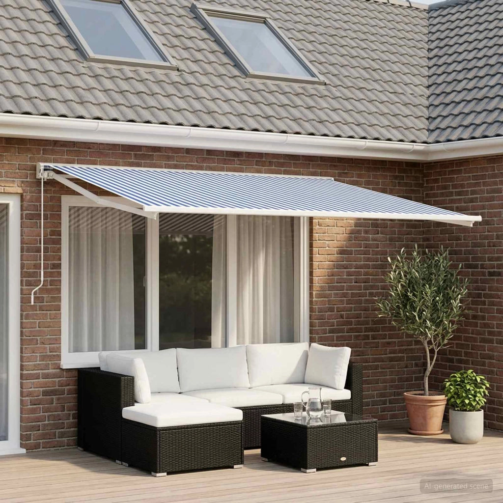 Telo di ricambio per tenda da sole Blu e Bianco 250 x 200 cm 3444177