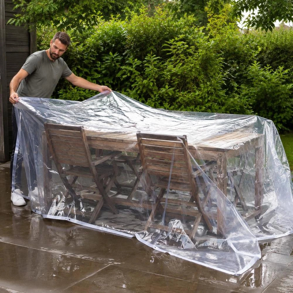 Telo trasparente con occhielli, 3x3 m, in polietilene, pratico e resistente, ideale per esterni, giardino e campeggio
