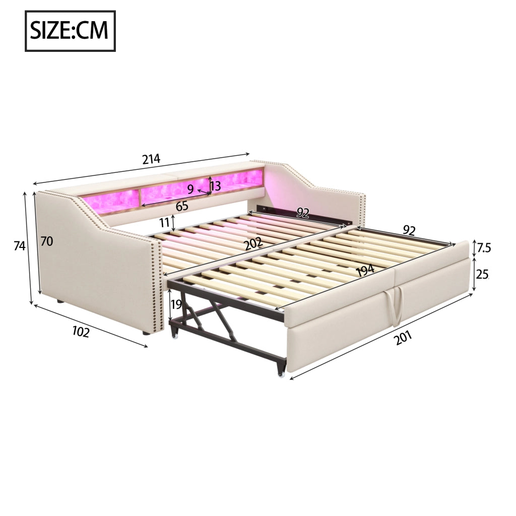 letto imbottito iuta beige 90 x 200 cm