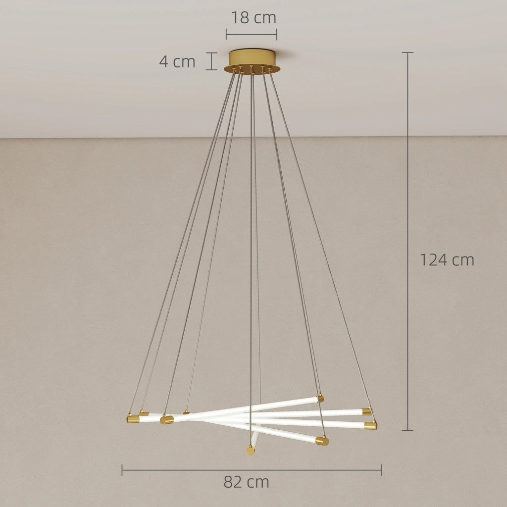 Lampada a sospensione LED 50W con 5 tubi regolabili ¨C Minimal ¨C Oro+Bianco