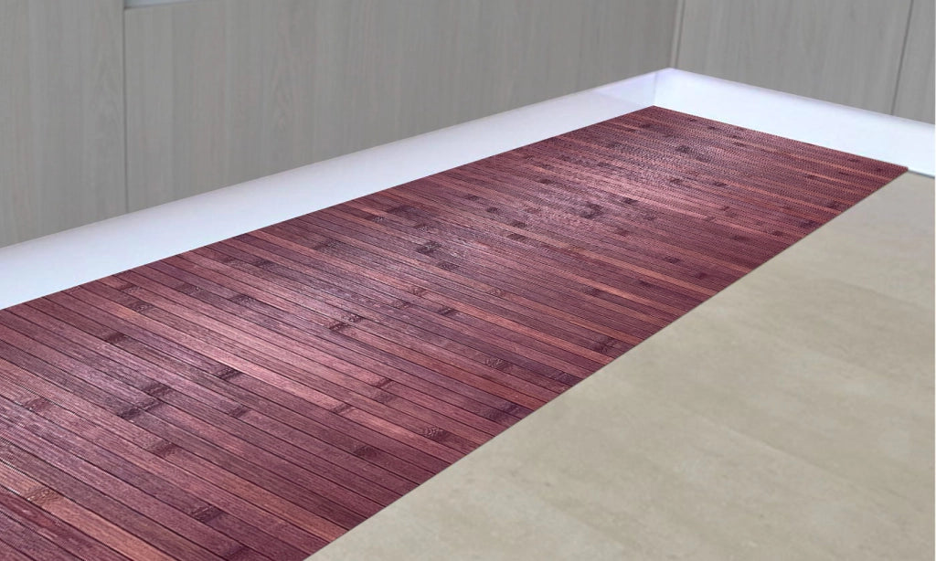 Tappeto Passatoia In Vero Bamboo Tappeto Cucina Ingresso In Legno Antiscivolo Aderente Lavabile E Antimacchia Tagliabile  - Viola - 50x100 cm