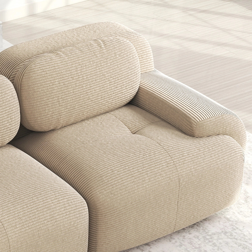 Divano 3 Posti in Tessuto Modulare con Braccioli ¨C MINIMAL ¨C Beige