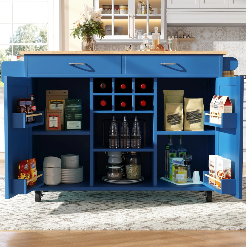 CARRELLO DA CUCINA 102x45x92 cm Blu in MDF e metallo