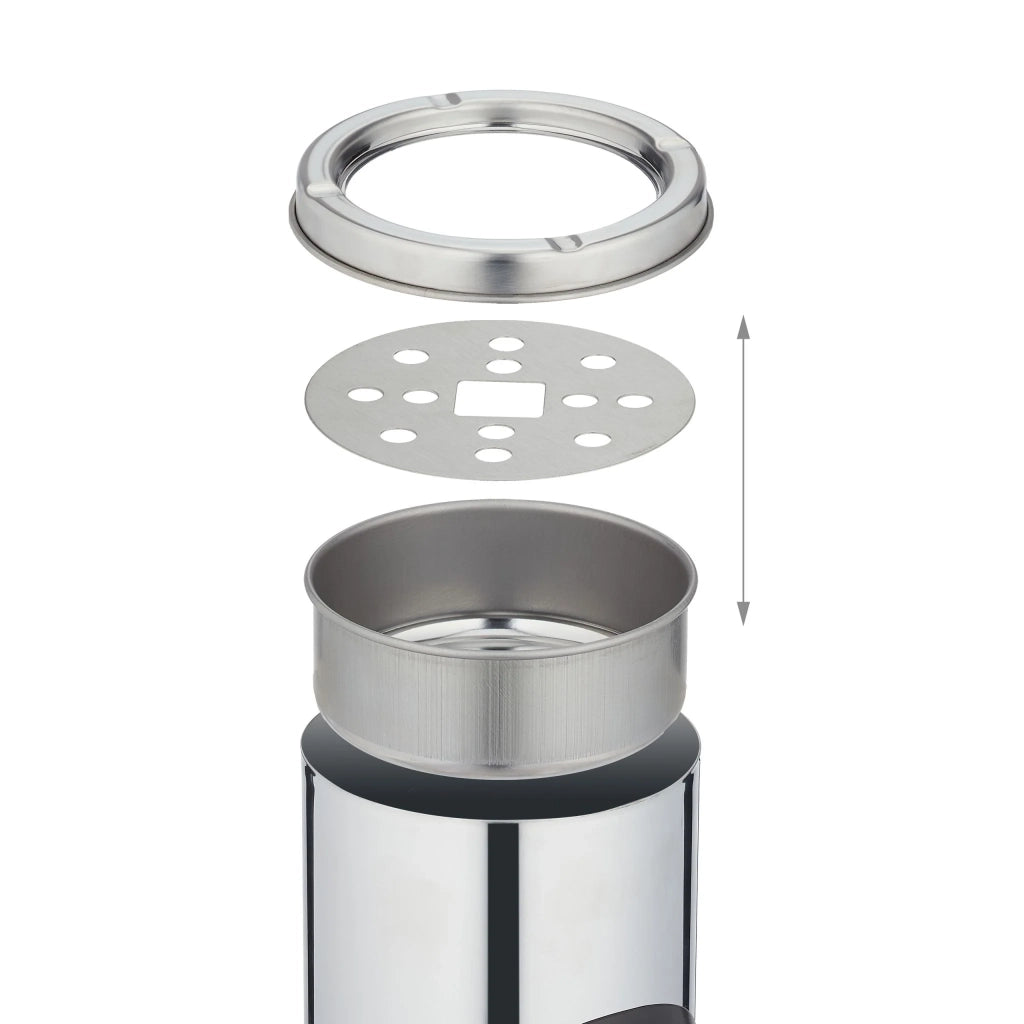 Posacenere da terra 2 in 1 con cestino integrato giardino terrazza 105 x 30 x 30 cm in acciaio inox argentato 13_0004133