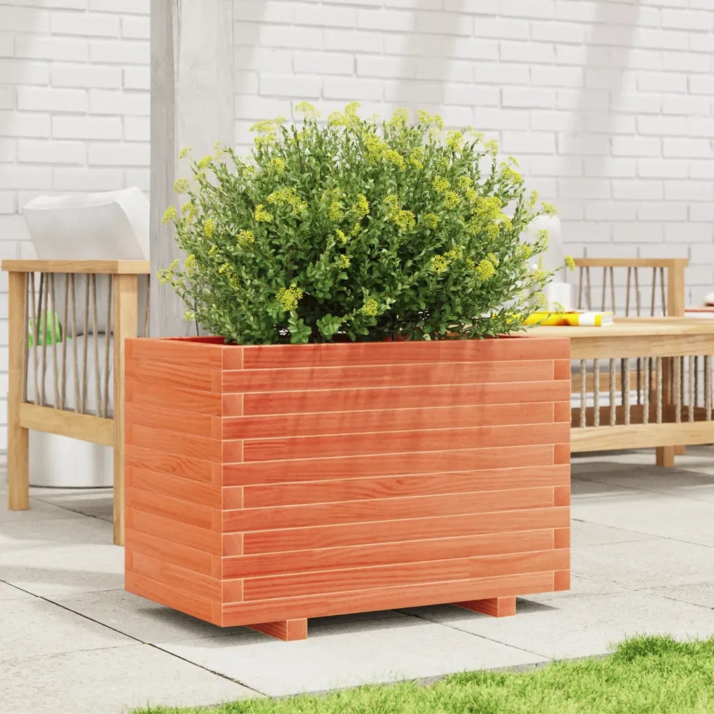 Fioriera Giardino-Vaso da Esterno-Contenitore per Piante Marrone Cera 70x40x49,5cm Legno Massello Pino 560212