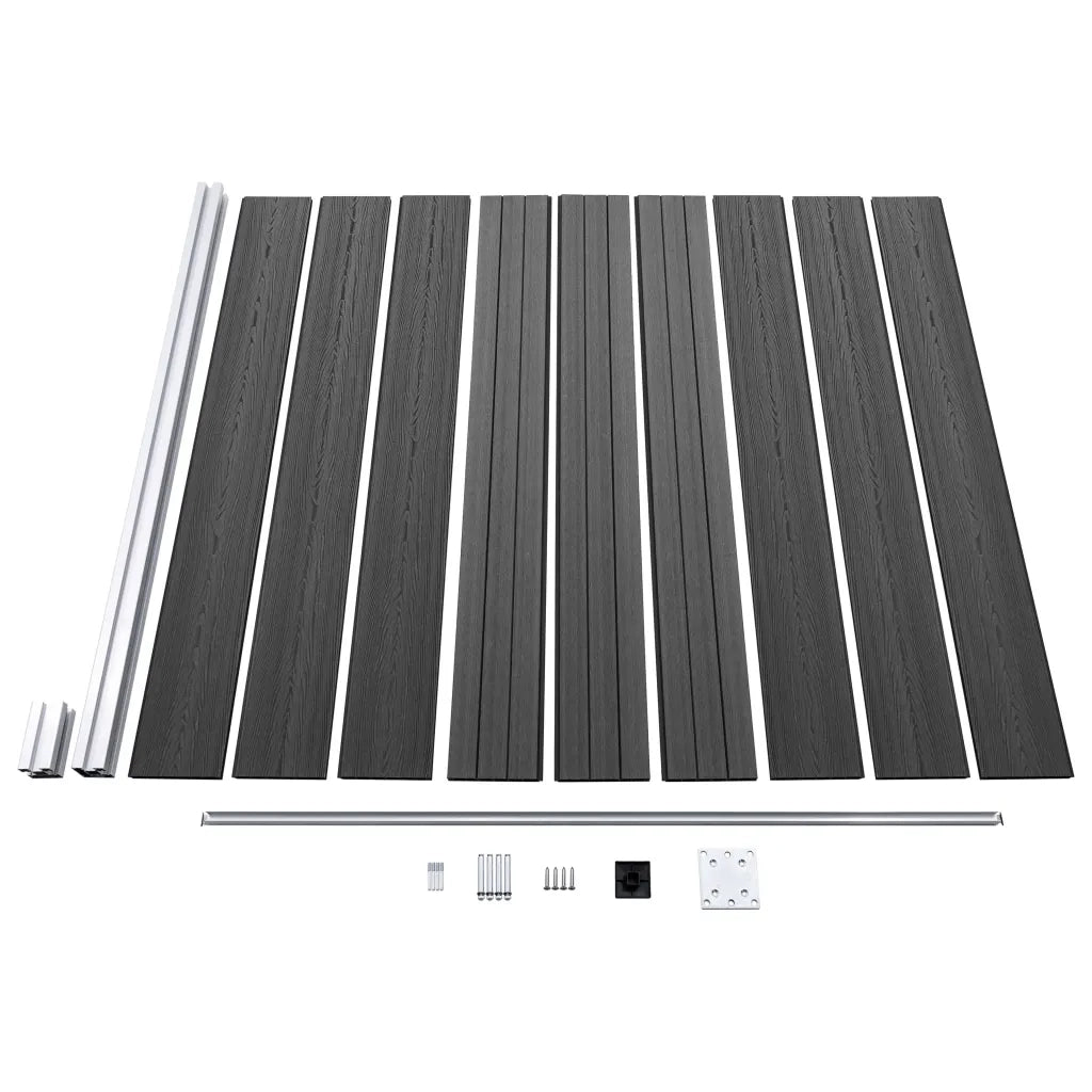 Set Pannelli di Recinzione in WPC 699x186 cm Nero 3070431