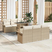 Set Divano da Giardino con cuscino 7 pcs Beige polyrattan 3348207