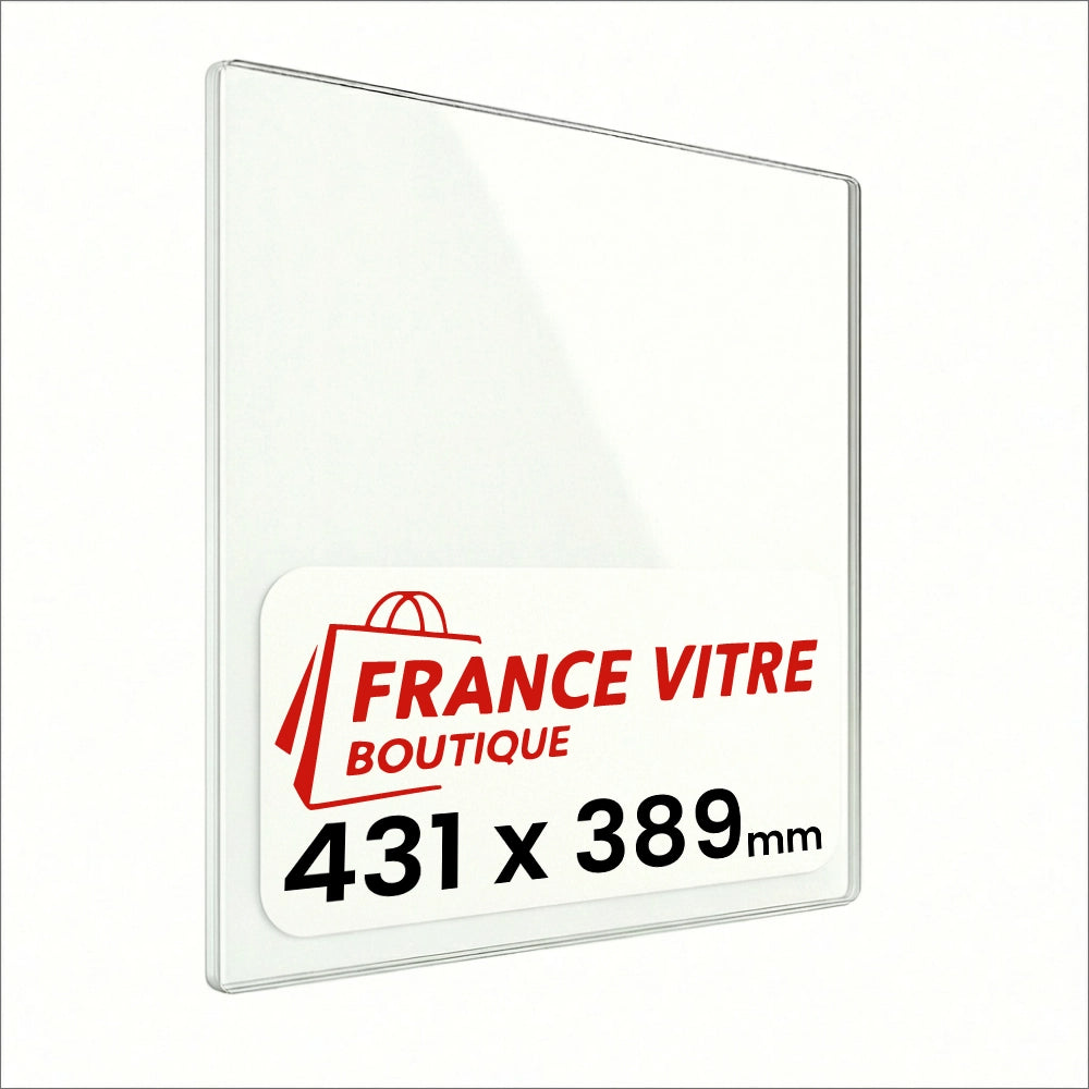 431 x 389 x 4 mm - Vetro per stufa a legna - vetro camino di ricambio - vetro per caminetto resistente al fuoco - France Vitre